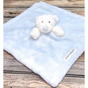 Blankets & Beyond Lovey White Bear Blue Lovey Security Blanket Toy